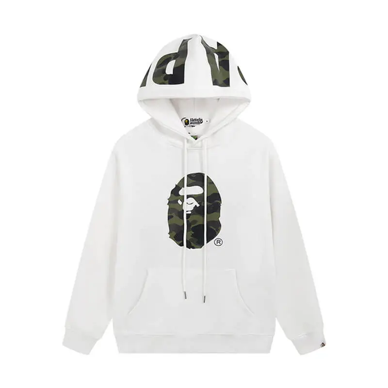 Bape Shark Printed A Bathing Ape Hoodie White Bape Shark Printed A Bathing Ape Hoodie White