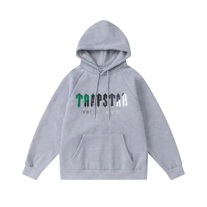 Trapstar It’s A Secret Green/gray Logo Gray Hoodie Trapstar It’s A Secret Green/gray Logo Gray Hoodie