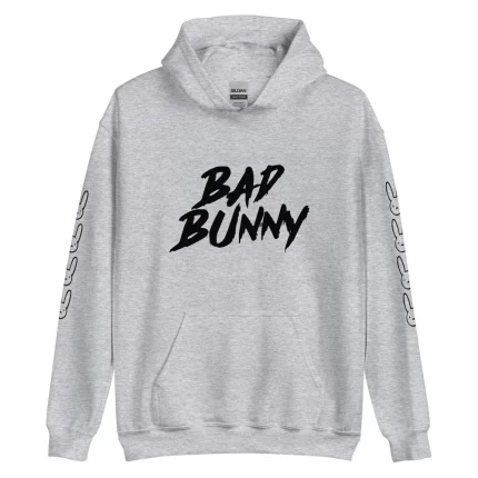 Bad Bunny Hoodie with Design on the Front and Sleeves