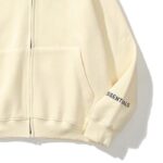 Essentials Oversized Reflective Zip-up Print Hoodie Cream