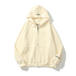 Essentials Oversized Reflective Zip-up Print Hoodie Cream