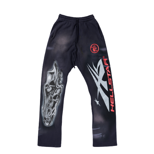 Airbrushed Skull Sweatpants Flare Bottom