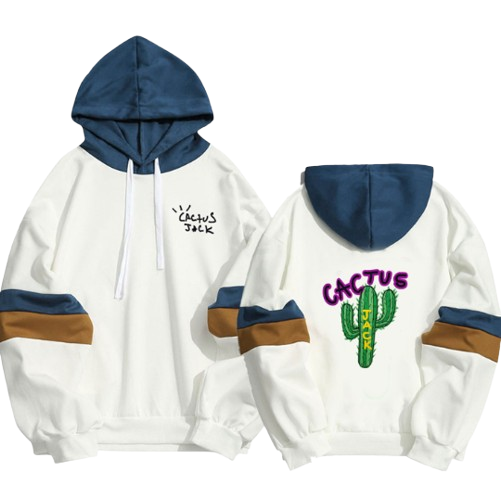 Cactus Jack White Blue Patches Hoodie