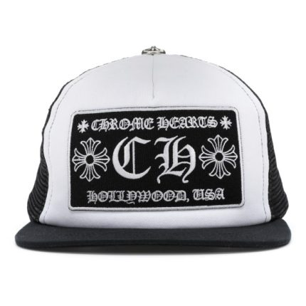 Chrome Hearts White Logo Trucker Hat Black