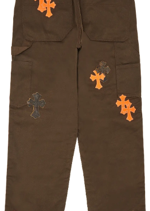 Chrome Hearts Cross Patch Carpenter Pants Brown Orange