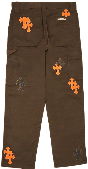 Chrome Hearts Cross Patch Carpenter Pants Brown Orange