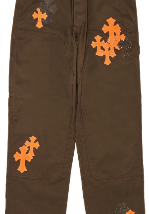 Chrome Hearts Cross Patch Carpenter Pants Brown Orange