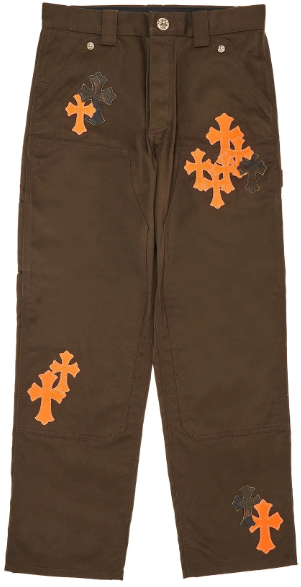 Chrome Hearts Cross Patch Carpenter Pants Brown Orange
