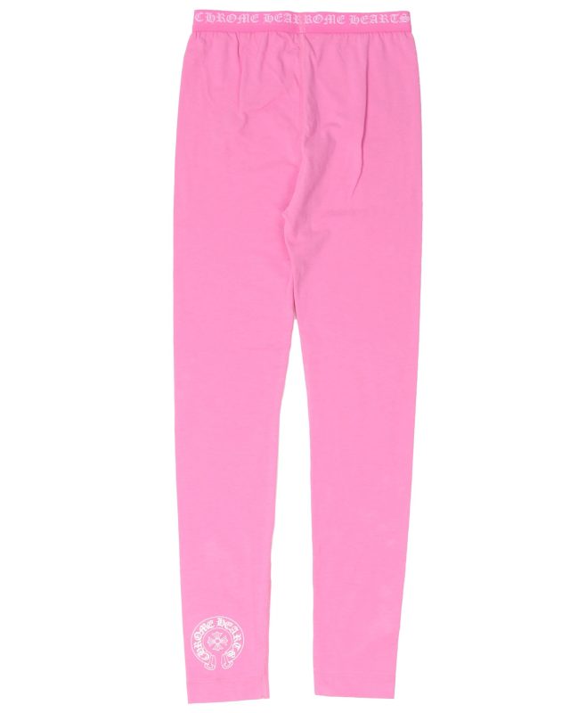 Chrome Hearts Pink Leggings with Bold Side Cross Pattern
