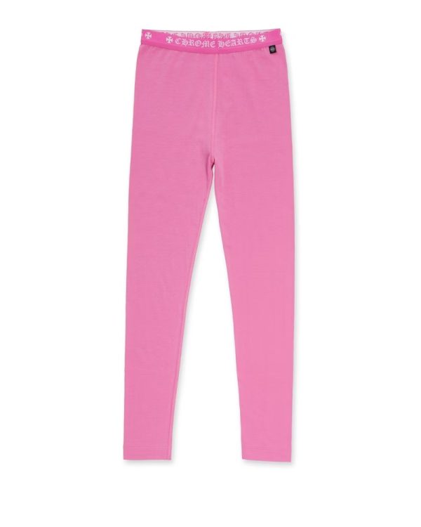 Chrome Hearts Pink Leggings with Bold Side Cross Pattern