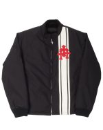Chrome Hearts Cemetery Cross Patch Faux Fur Lined Racing Jacket