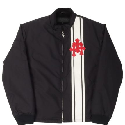 Chrome Hearts Cemetery Cross Patch Faux Fur Lined Racing Jacket