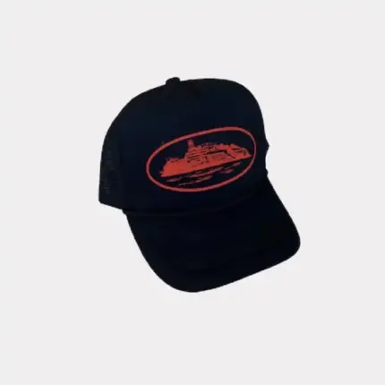 Corteiz Alcatraz Trucker Hat Schwarz Rot