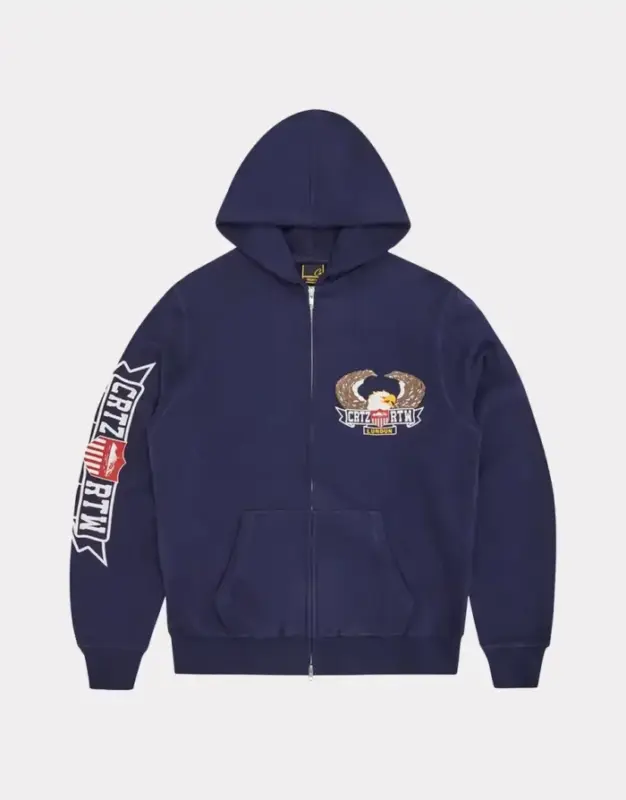 Corteiz Dipset Zip-Up Hoodie Navy