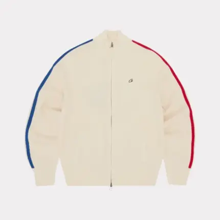 Corteiz Knit Zip Up Fleece Jacke Cream