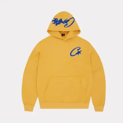 Corteiz Satin C Star Appliqué Mustard Hoodie