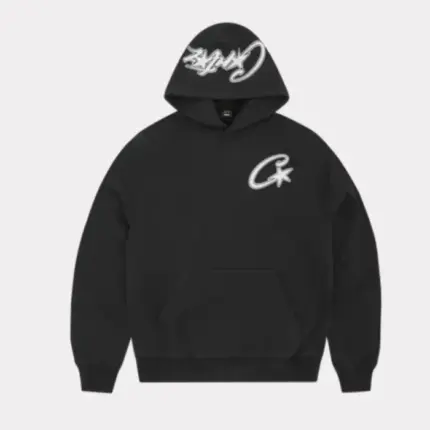 Corteiz Satin C Star Appliqué Hoodie Schwarz
