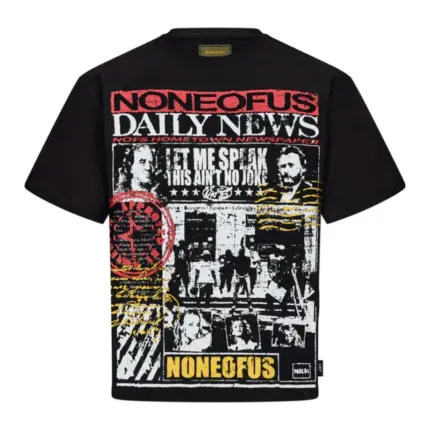 Black NOFS Newspaper Short Sleeve T-shirt