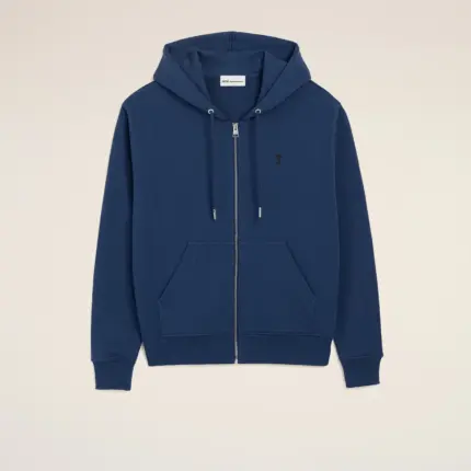 Blue Cotton Ami De Coeur Zipped Hoodie