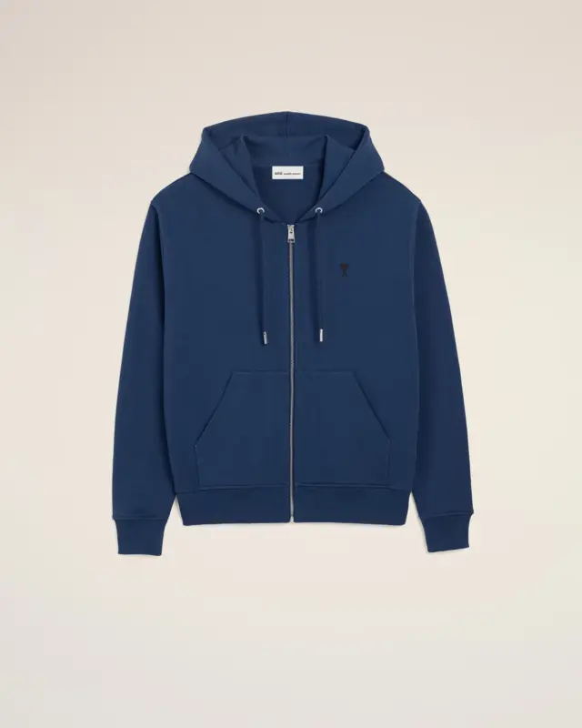 Blue Cotton Ami De Coeur Zipped Hoodie