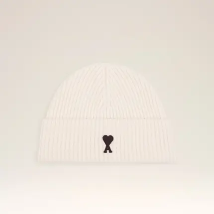 White Wool Ami De Coeur Beanie