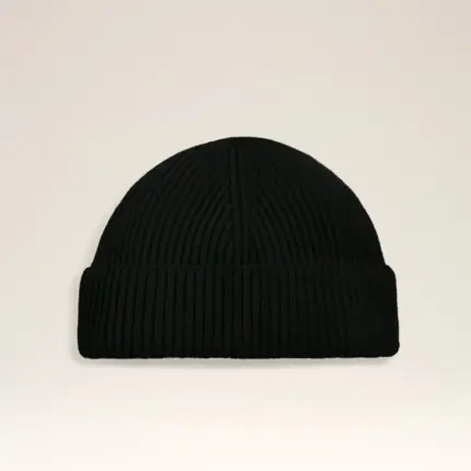 Black Wool Ami Leather Label Beanie