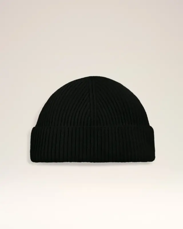 Black Wool Ami Leather Label Beanie