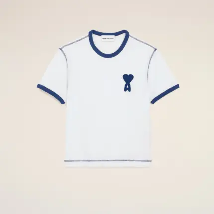 White Cotton Ami De Coeur Knitted Patch T-shirt