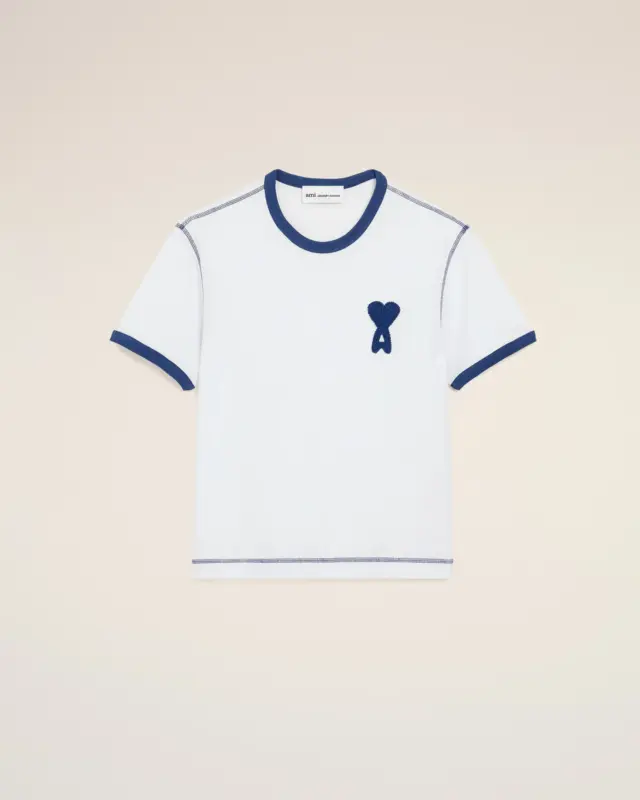 White Cotton Ami De Coeur Knitted Patch T-shirt